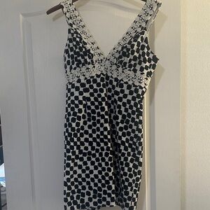 Trina Turk Black and White Geometric Mini Dress